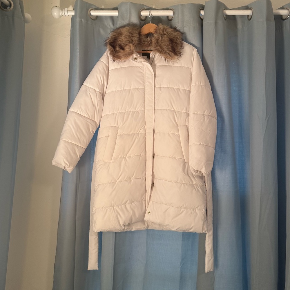 Ann Taylor Faux Fur Collar Puffer Coat